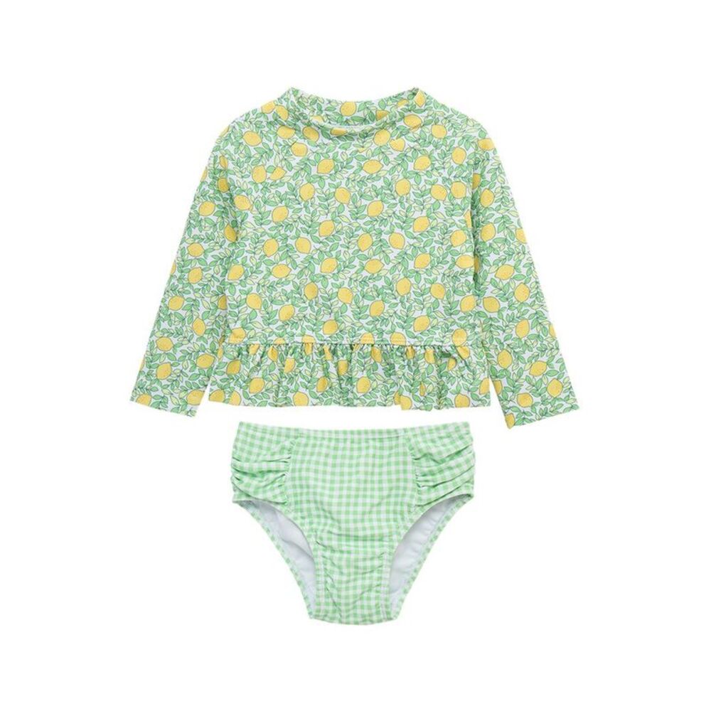 Little Me Girls  2Pc Lemon Rashguard